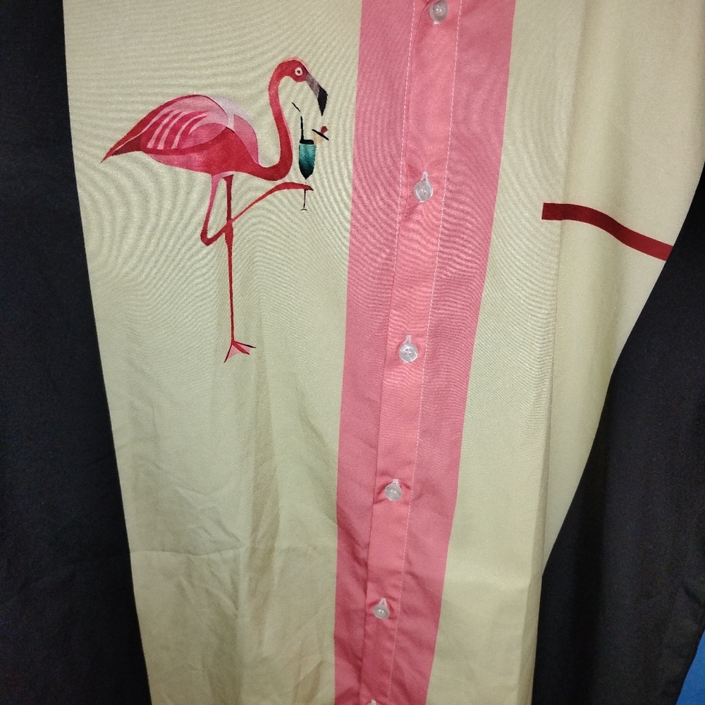 Flamingo Print Button-Up Shirt